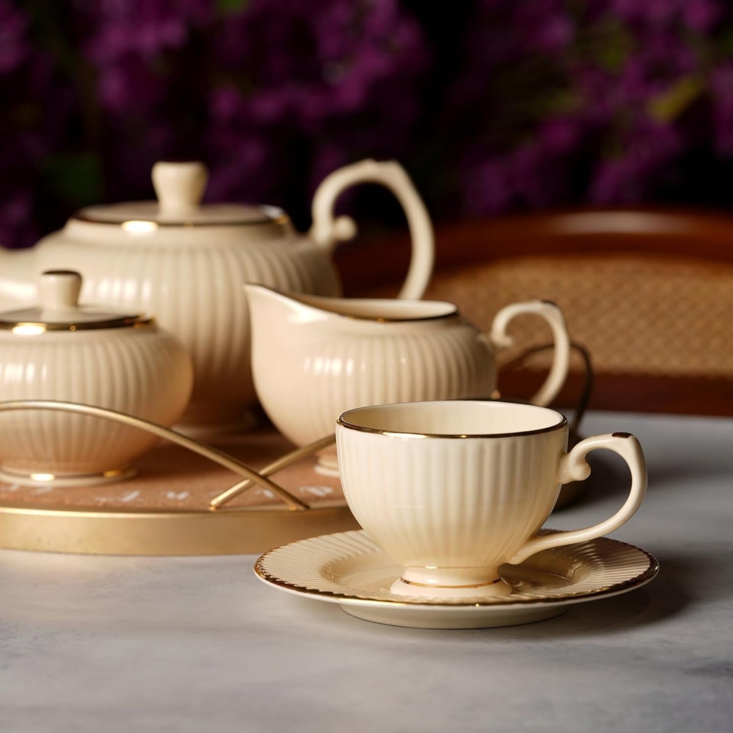 Clay Craft Julie Impression Luxurious 1401 IVORY Tea Set of 15
