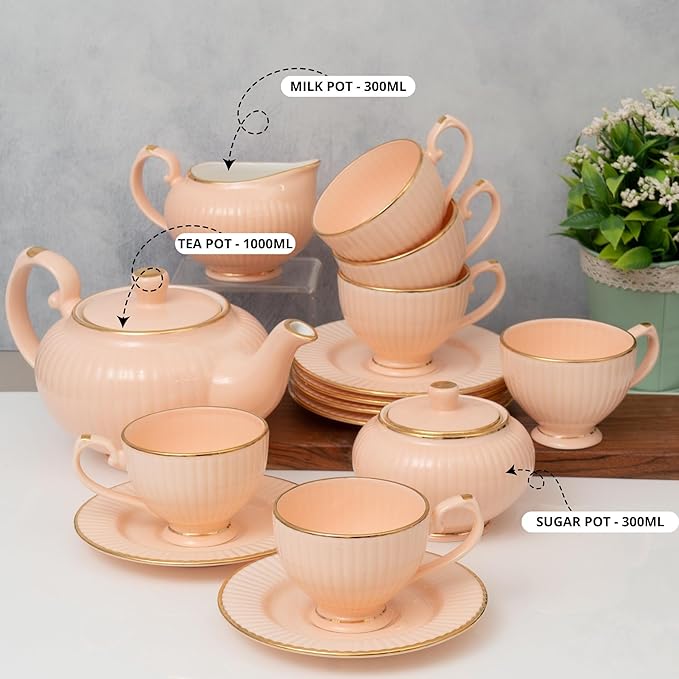 Clay Craft Julie Impression Elegant 1401 Pink Tea Set of 15