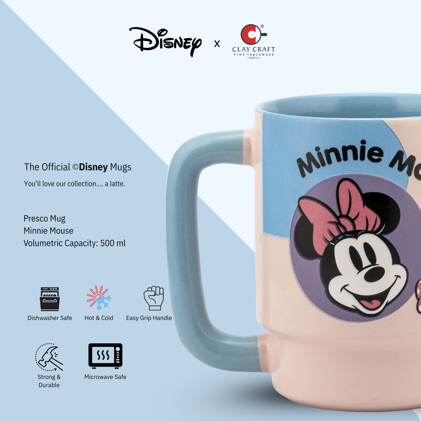 Disney Donald Duck Double-Sided Cartoon Print Pebble Coffee & Milk Mug – 1 Piece, 500ml