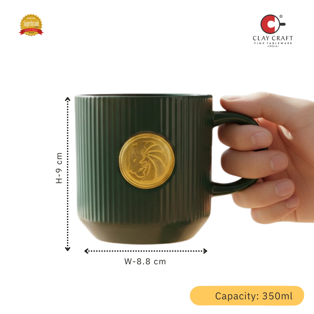 Clay Craft Coin Pebble Premium Ceramic Mug – 1 Pc, 350 ml