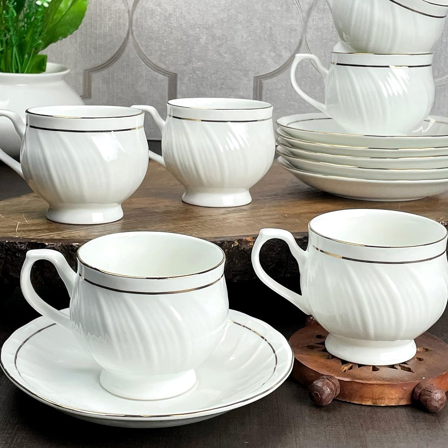 CLAY CRAFT CUP-SAUCER GL110 SRS SET OF 12 PCS
