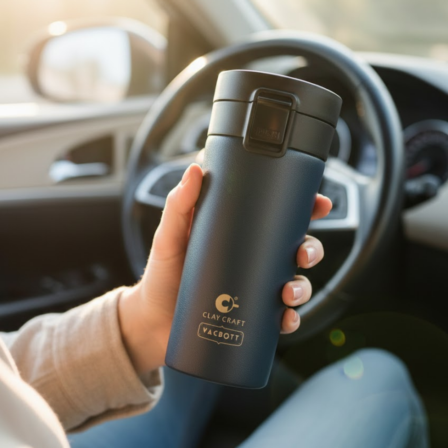 Vacbott Caferoma Vacuum Insulated Double Walled Coffee Tumbler 18 Hrs Hot & 24 Hrs Cold Stainless Steel Flask, BIS Certified, 380ml