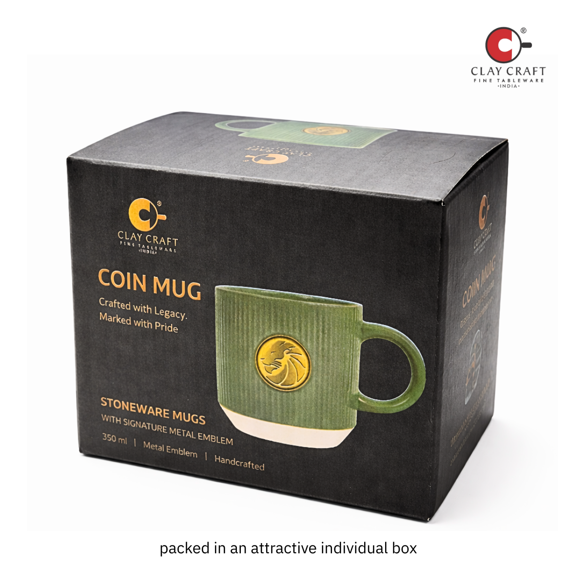 Clay Craft Coin Pebble Green Premium Ceramic Mug – 1 Pc, Perfect for Tea, Coffee & Milk