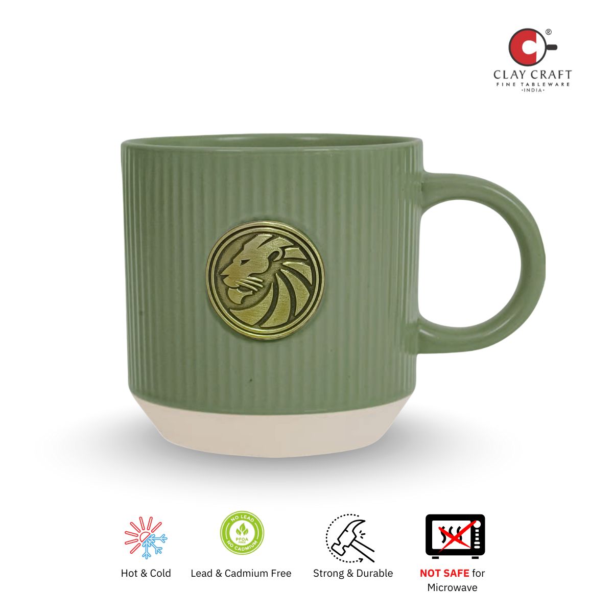 Clay Craft Coin Pebble Green Premium Ceramic Mug – 1 Pc, Perfect for Tea, Coffee & Milk