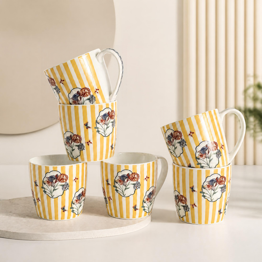 Magique x Clay Craft – Bloom Society Alton Coffee Mug Set of 6, 180 ml-(BS462)