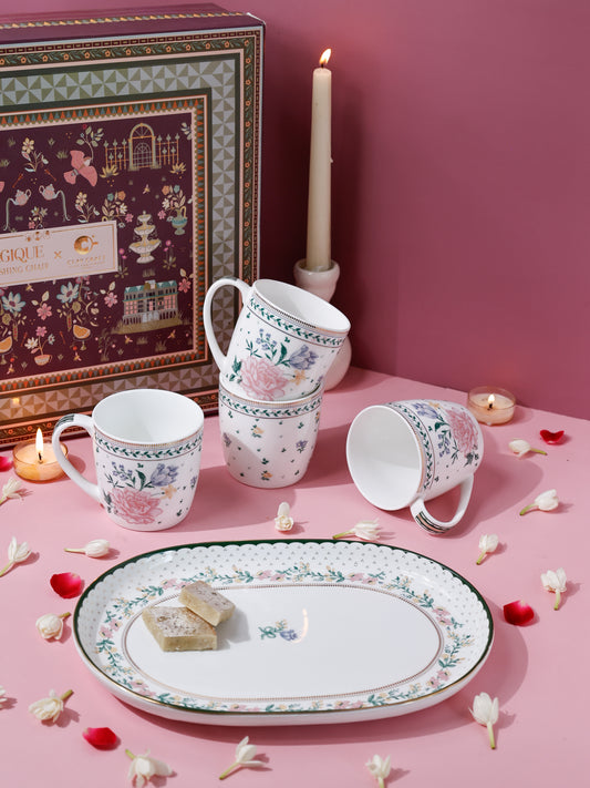 Magique by The Wishing Chair x Clay Craft, Emerald Ribbon 1 Charlie Platter with 4 Alton Mug Set