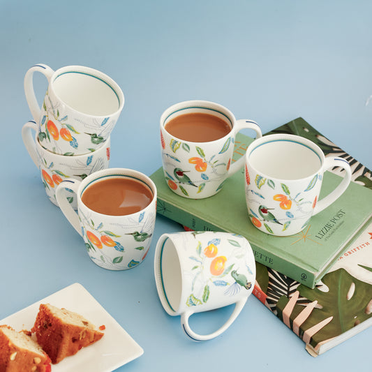 Magique by The Wishing Chair x Clay Craft, Paradise Summer Alton Coffee & Tea Mug Set of 6, 220 ml (PS1)