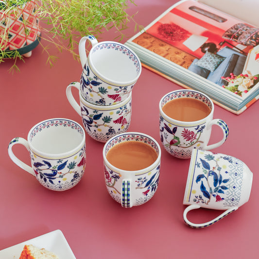Magique by The Wishing Chair x Clay Craft, Tulip Garden ZEAL Coffee & Tea Mug Set of 6, 250 ml (TG1)
