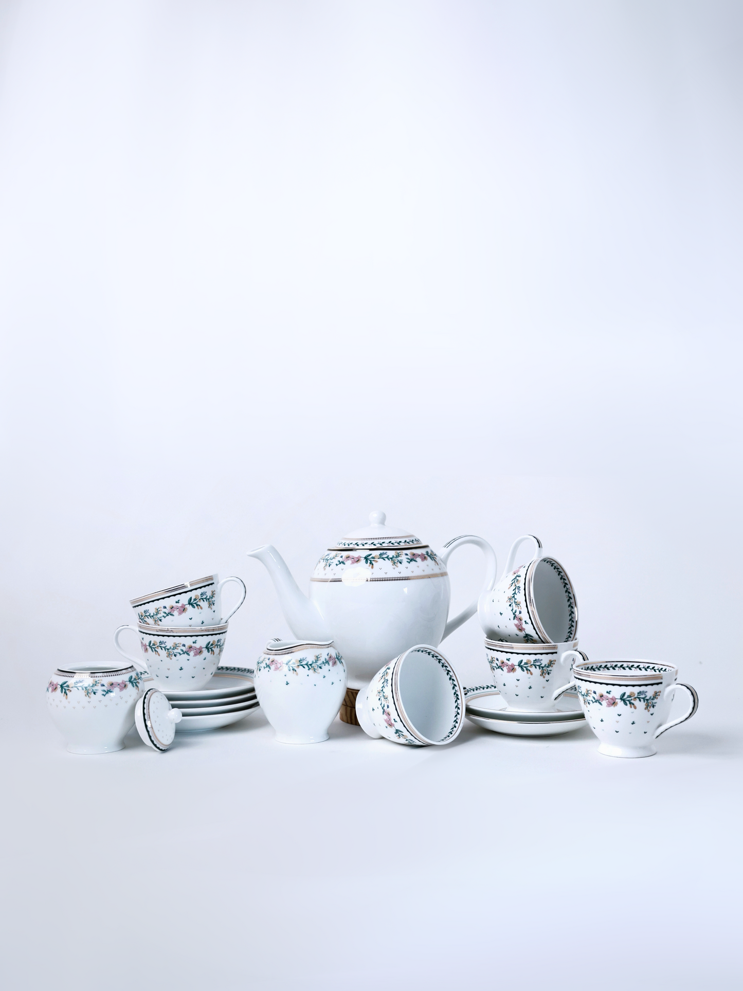 Magique by The Wishing Chair x Clay Craft, Emerald Ribbon King Tea Set of 15 (T03)
