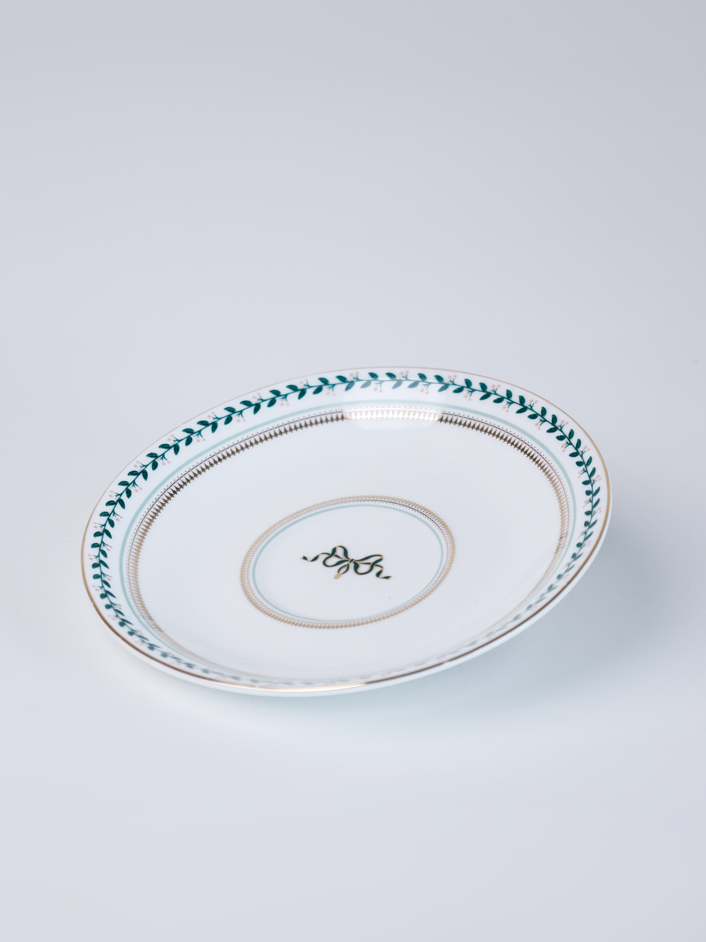 Magique by The Wishing Chair x Clay Craft, Emerald Ribbon King Cup & Saucer, Set of 12, 180ml- 6 Cups + 6 Saucers (T03)