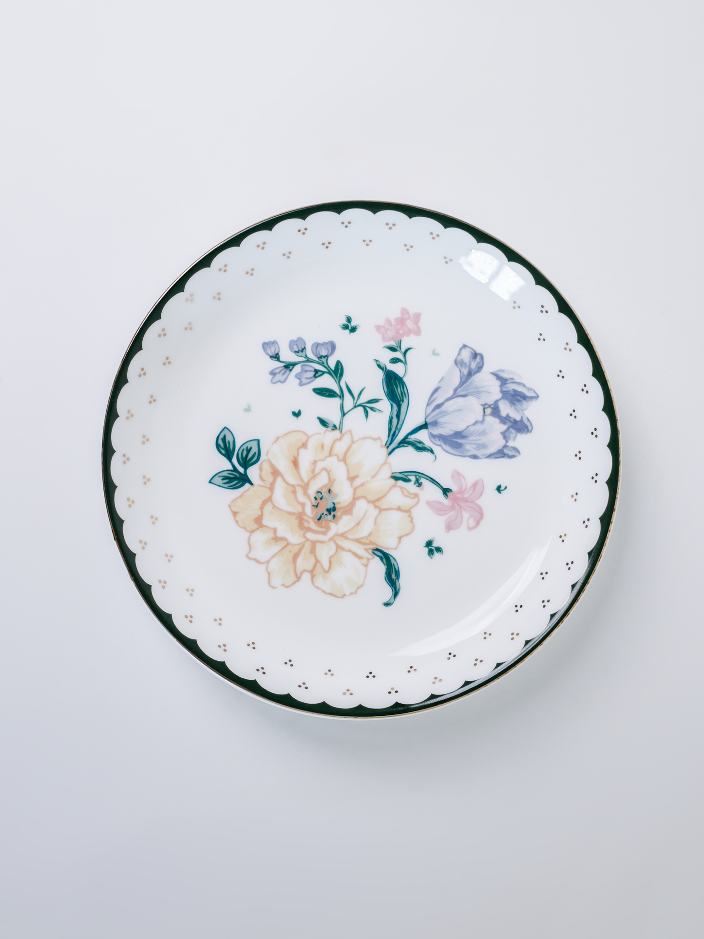 Magique by The Wishing Chair x Clay Craft, Emerald Ribbon Urmi Plates 5.5",  Set of 4 (T03)