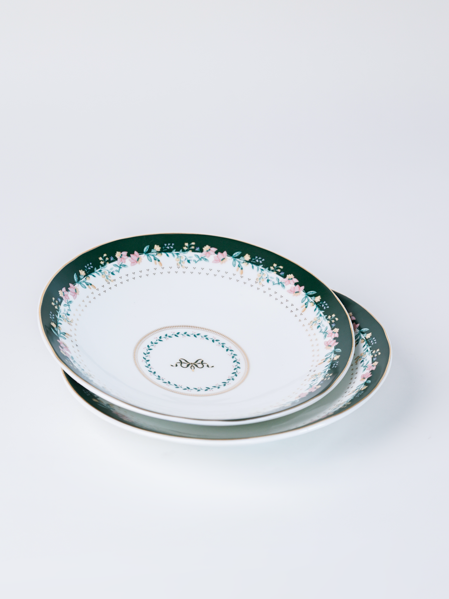 Magique by The Wishing Chair x Clay Craft, Emerald Ribbon Pasta Plate Set of 2 (T03)