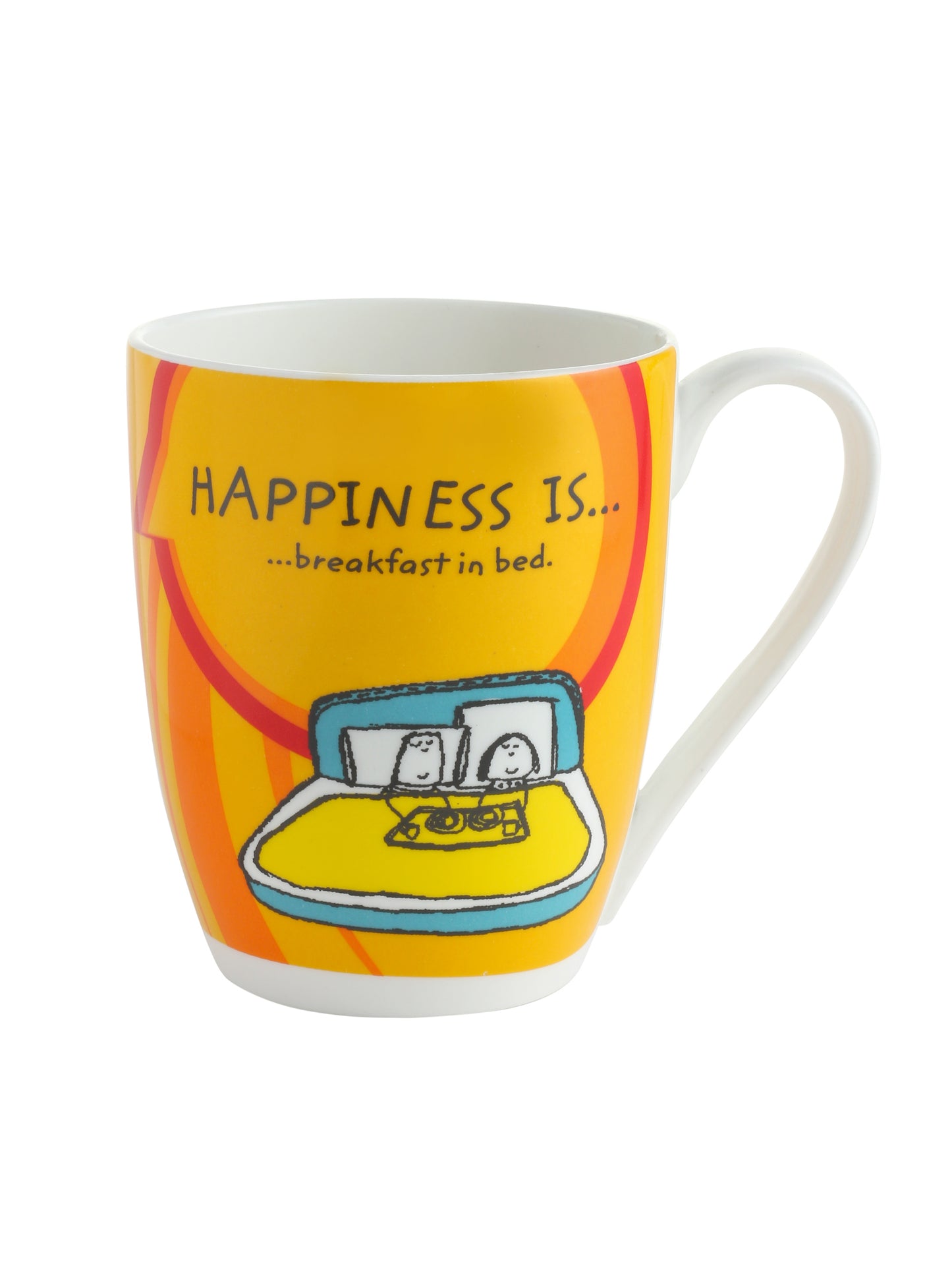 Happiness Is... Oxford Big Coffee & Milk Mug 310ml, Set of 4