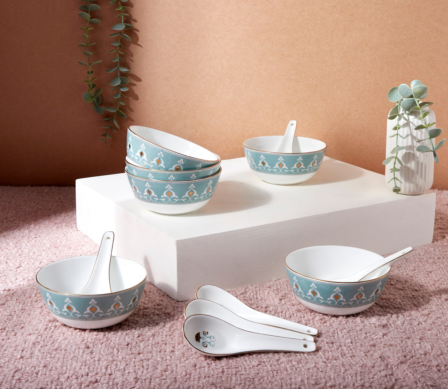 India Circus Regal Romance Georgian Soup Bowl Set of 12 Pcs