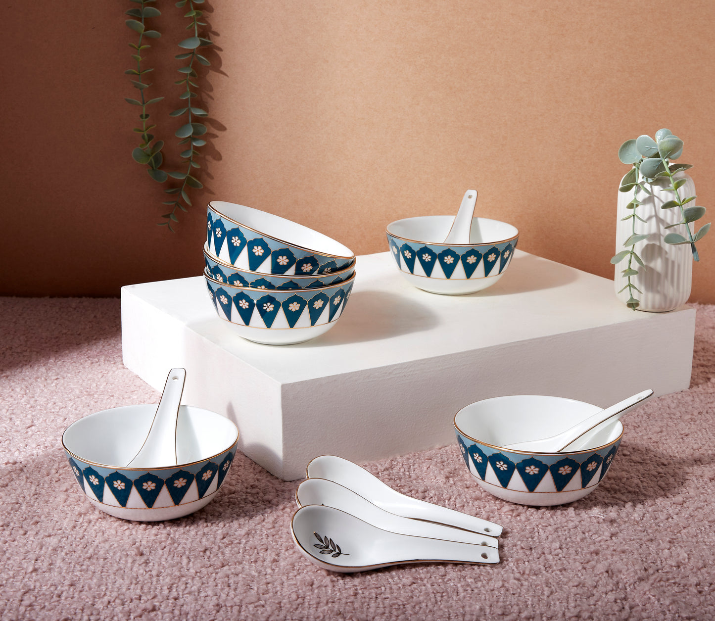 India Circus Oceanic Opulence Georgian Soup Bowl Set of 12 Pcs