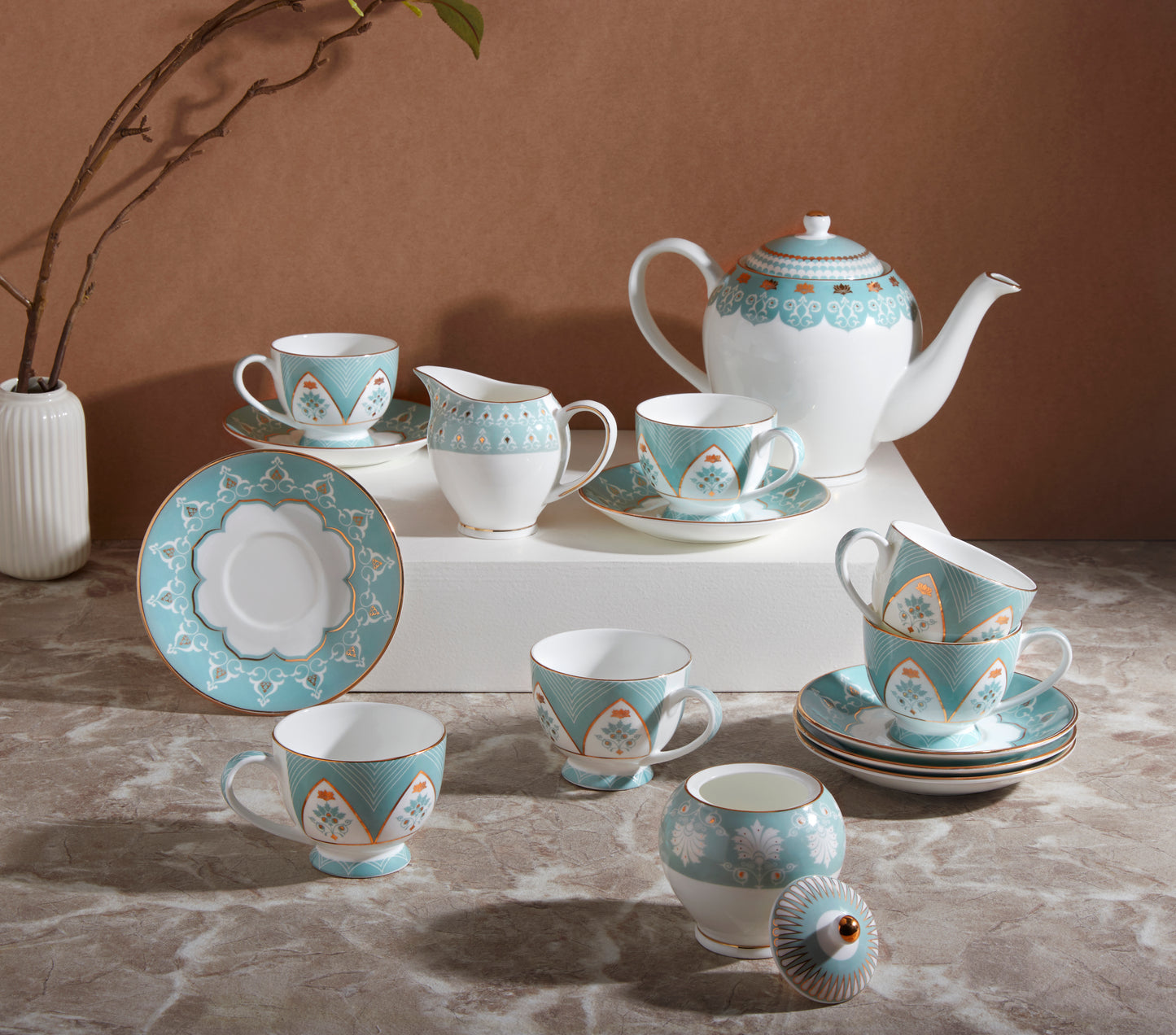 India Circus Regal Romance Olive Tea Set