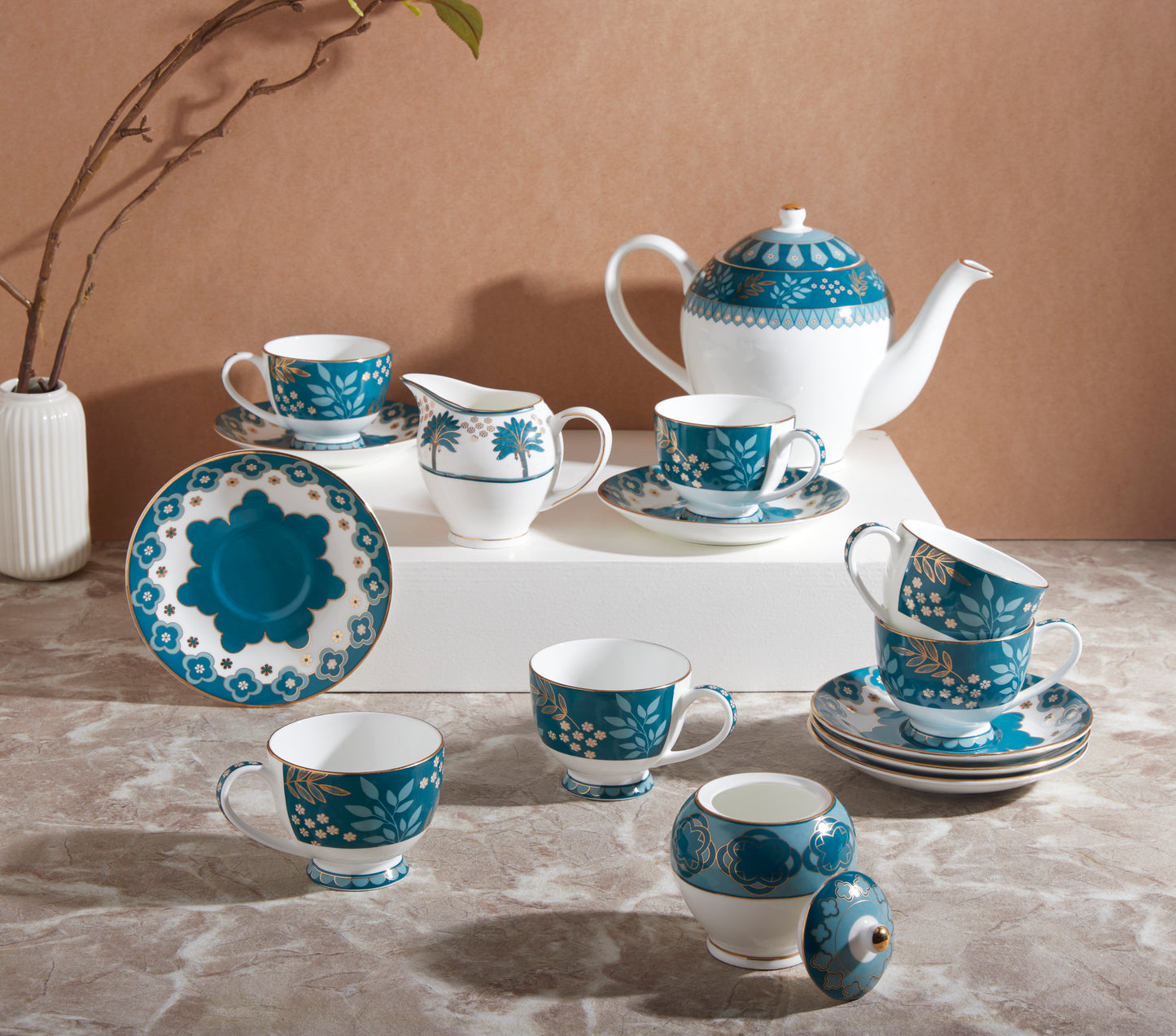 India Circus Oceanic Opulence Olive Tea Set