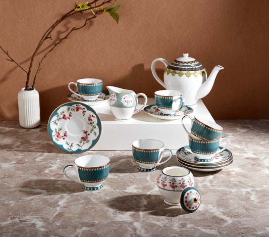 India Circus Grandeur Greens Olive Tea Set