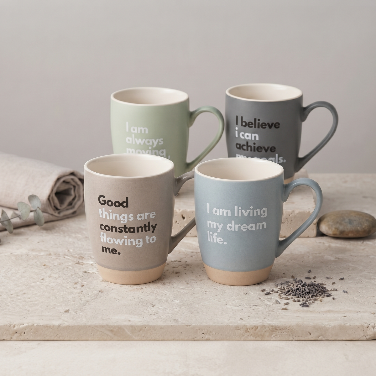 Clay Craft Aspire Trunk Pebble Ceramic Coffee & Milk Mug with Printed Quotes