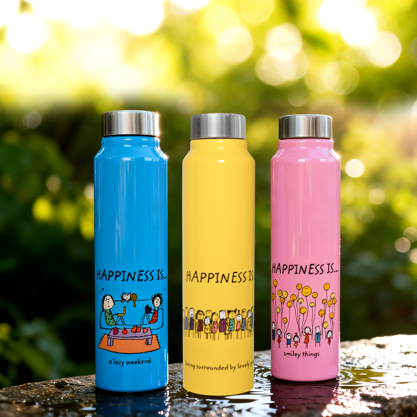 Vacbott Happiness is... Single Walled Non Insulated Water Bottle