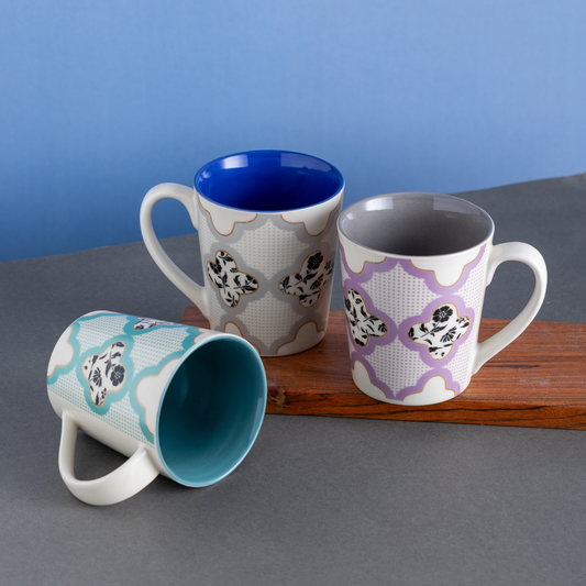 Clay Craft Lucas Pebble Porcelain Coffee & Milk Mug Set of 2, Grey, 350ml