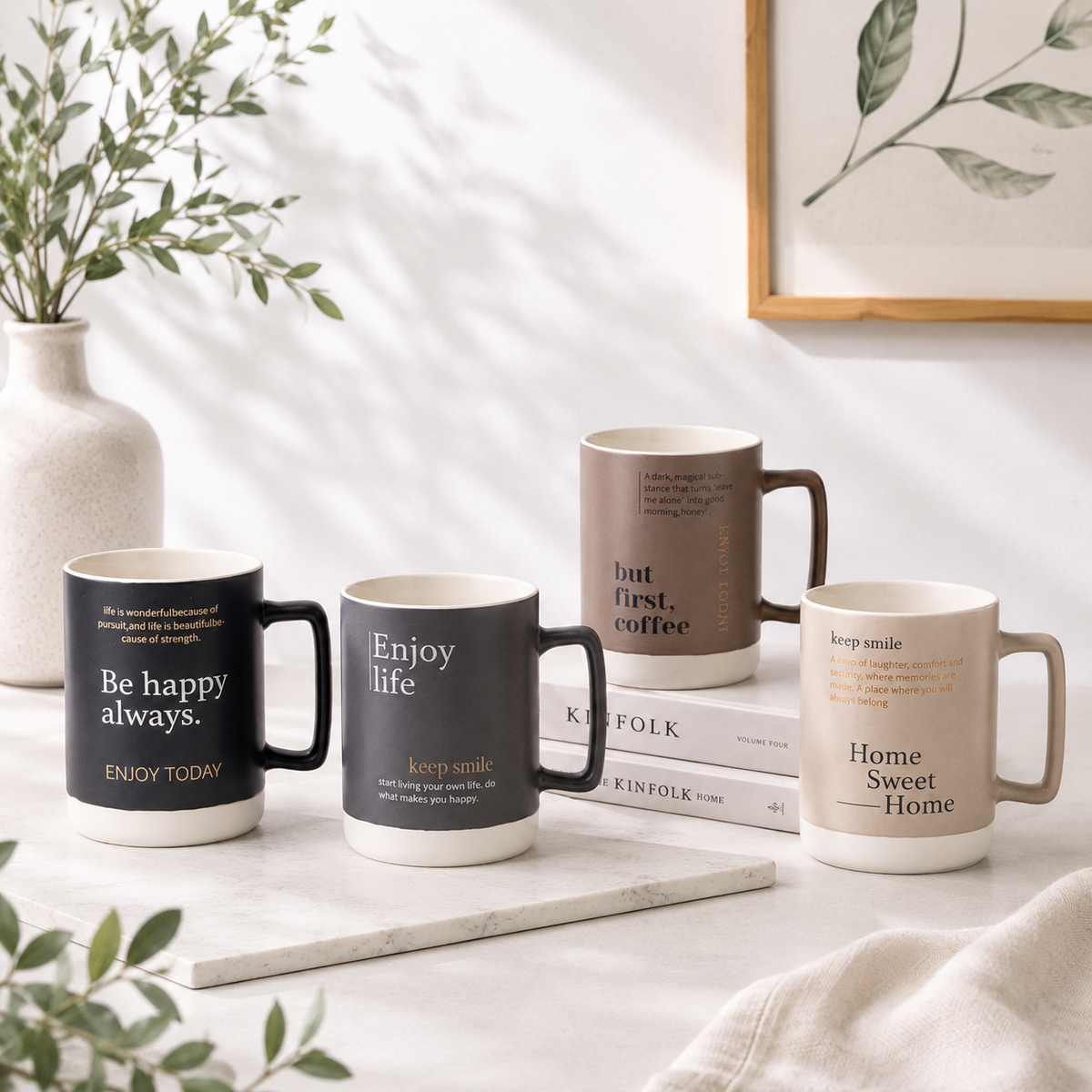 Clay Craft Verse Trunk Pebble Ceramic Coffee & Milk Mug with Printed Quotes