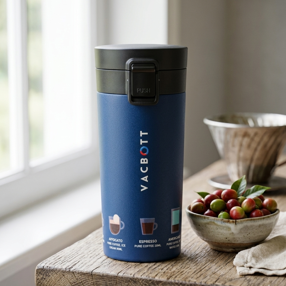 Vacbott Vacuum Insulated Caferoma Printed Tumbler Double Walled 18 Hours Hot & 24 Hours Cold  Water Bottle Vacuum Insulated Hot & Cold Flask Mug