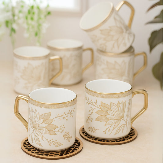 Director Ebony Coffee & Tea Mugs, 200ml, Set of 6 (E603)