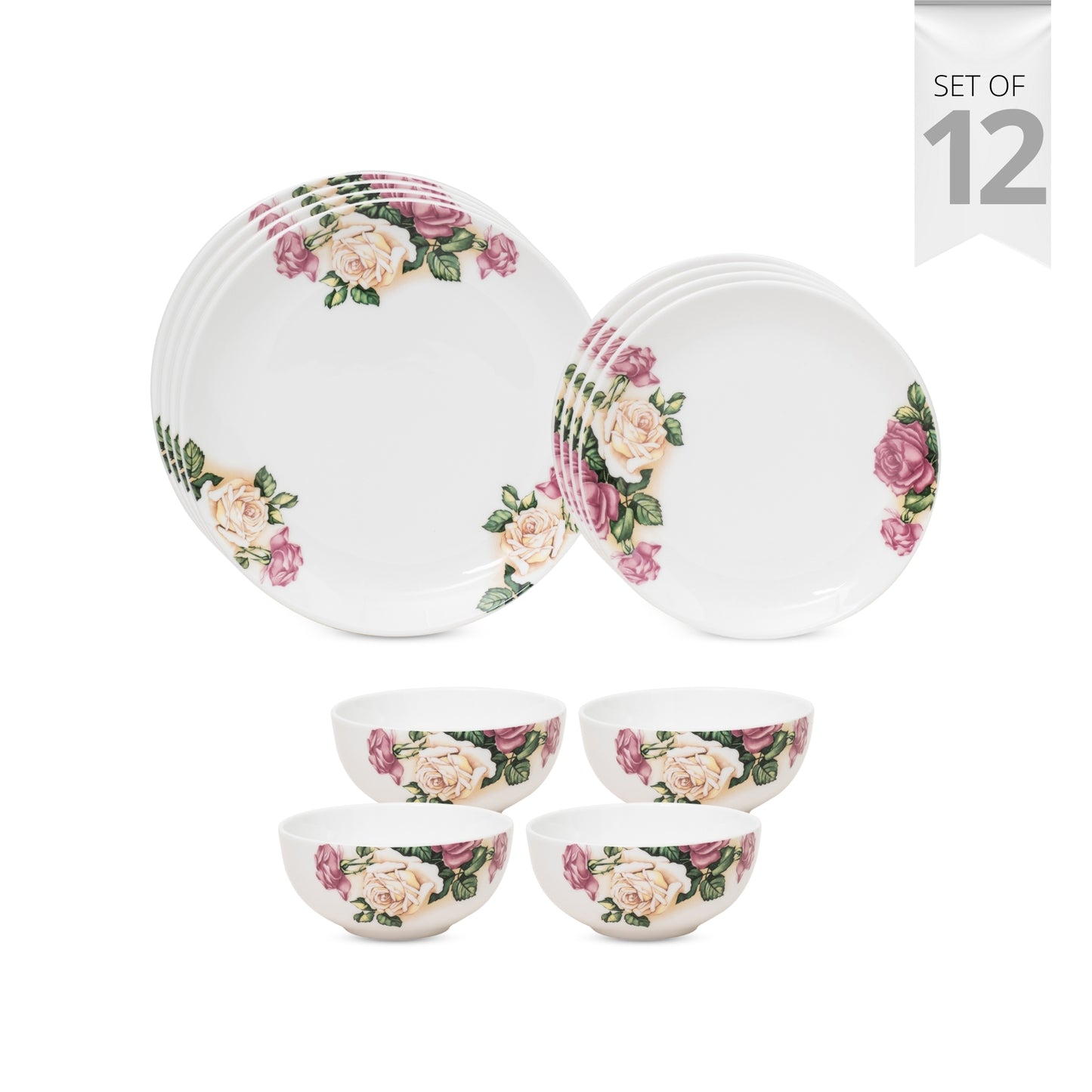 Ceramic Eco5 Dinner Set (Set of 12), for Family of 4, Dinner Set Ceramic