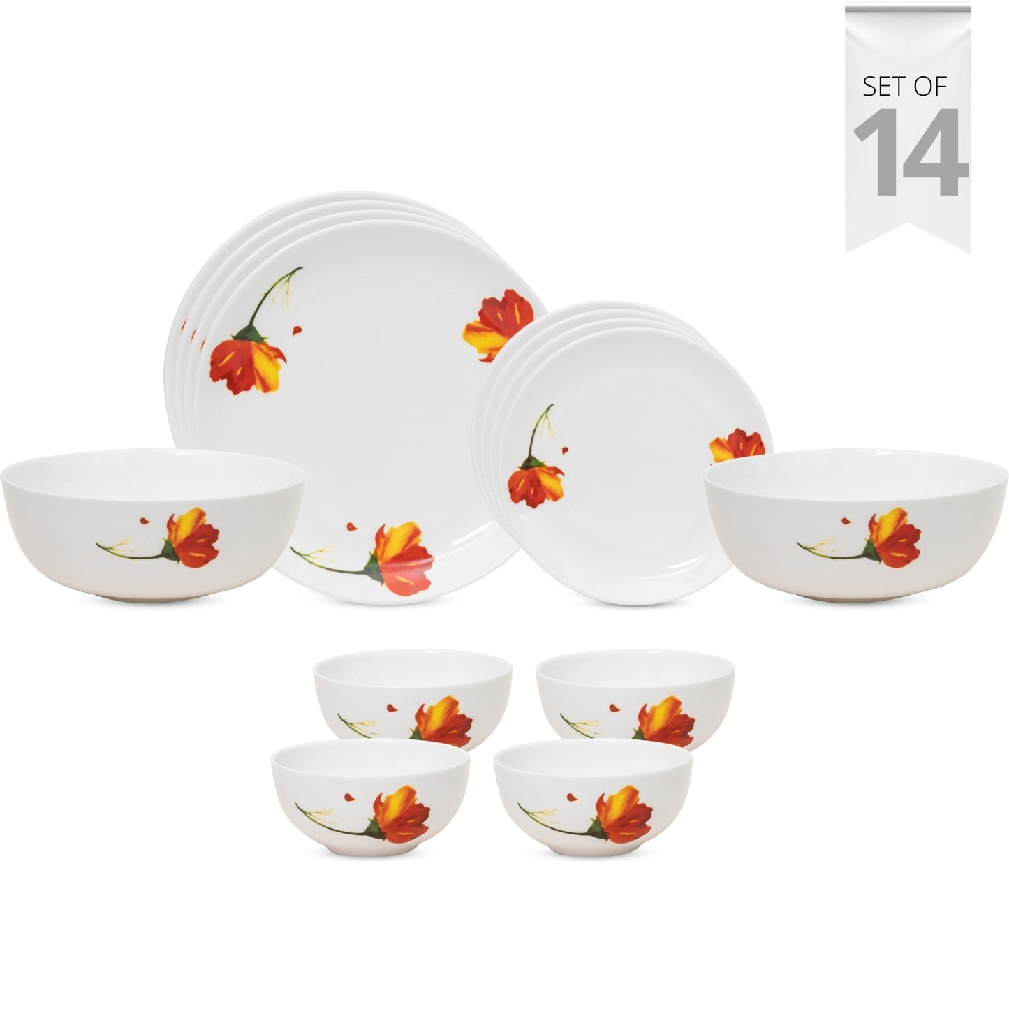 Ceramic Eco3 Dinner Set (Set of 14), for Family of 4, Dinner Set Ceramic