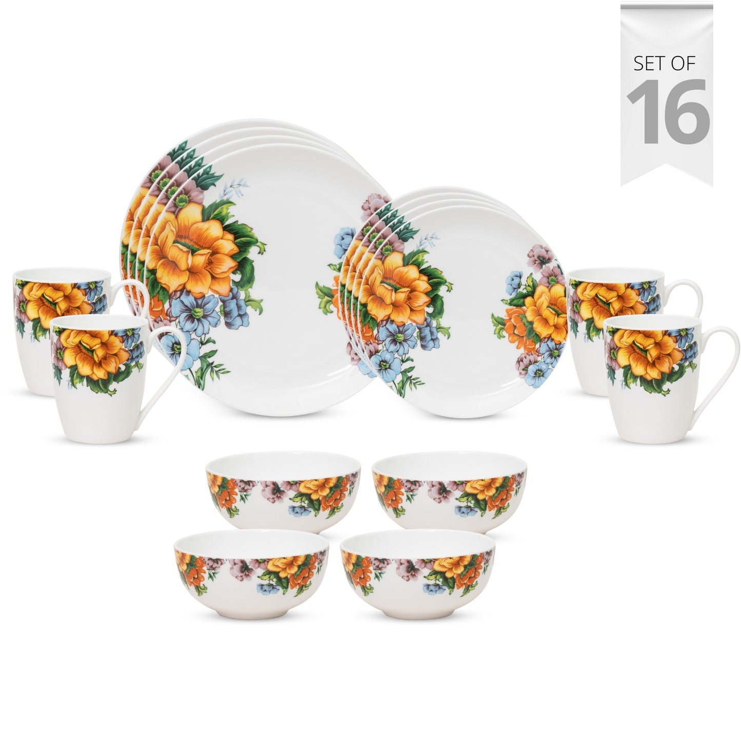 Ceramic Eco4 Dinner Set (Set of 16), for Family of 4, Dinner Set Ceramic