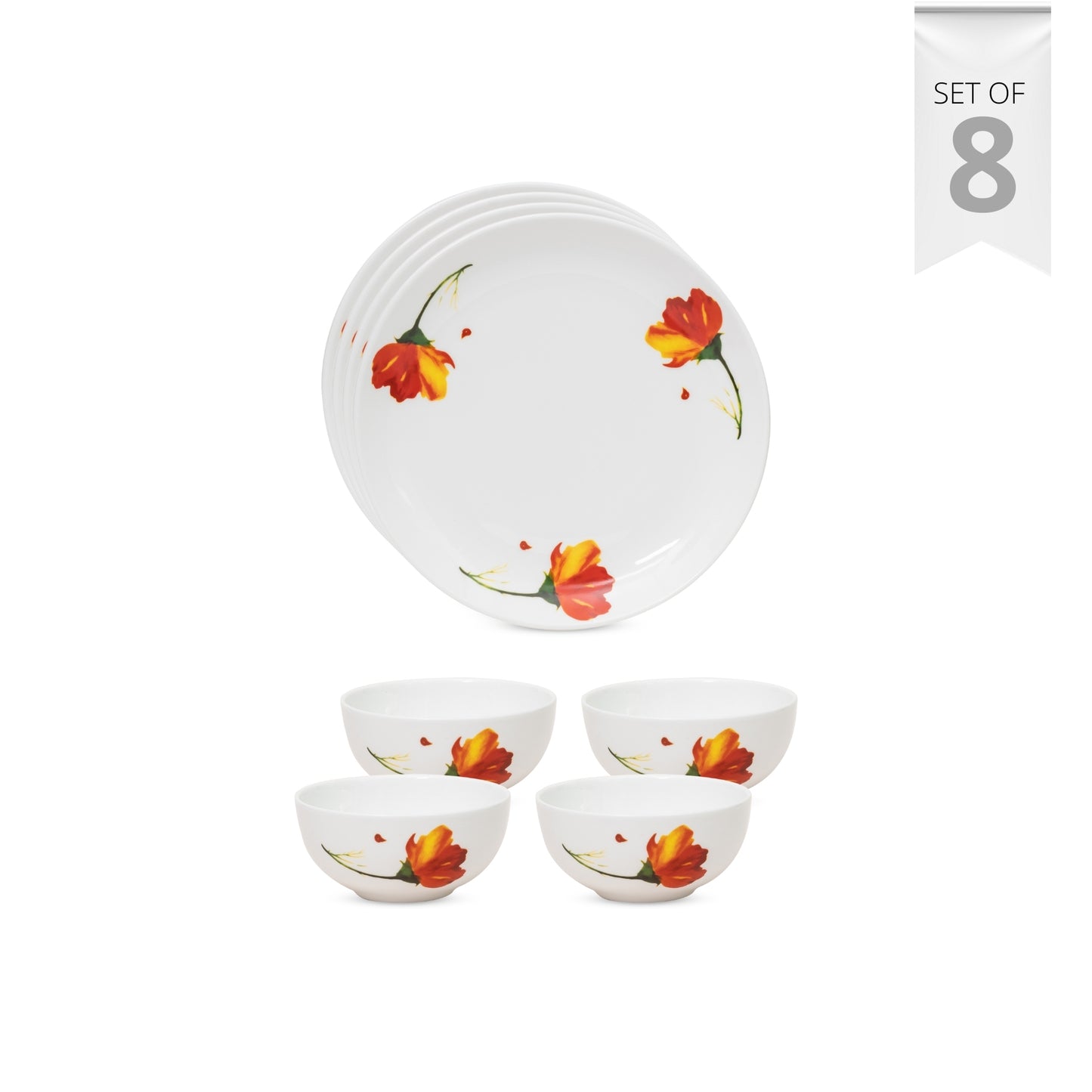 Ceramic Eco3 Dinner Set (Set of 8), for Family of 4, Dinner Set Ceramic