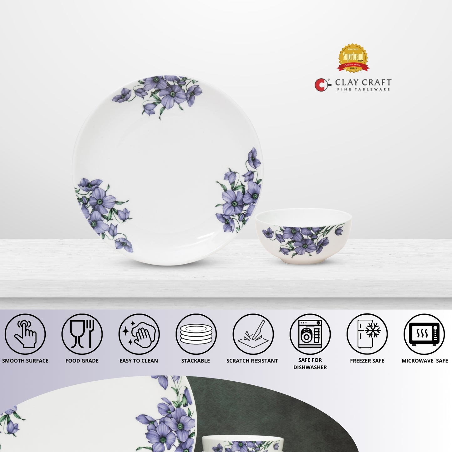 Ceramic Eco6 Dinner Set (Set of 8), for Family of 4, Dinner Set Ceramic