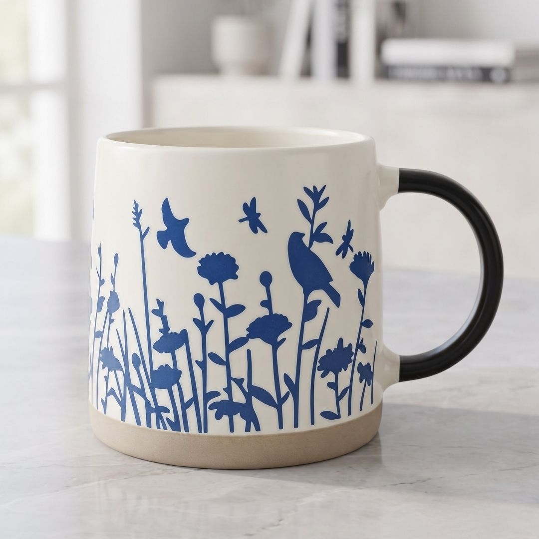 Clay Craft Lina Pebble Ceramic Printed Coffee & Milk Mug, 490 ml