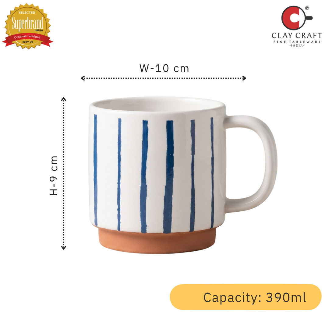 Clay Craft Tango Pebble Ceramic Printed Coffee & Milk Mug, 390 ml