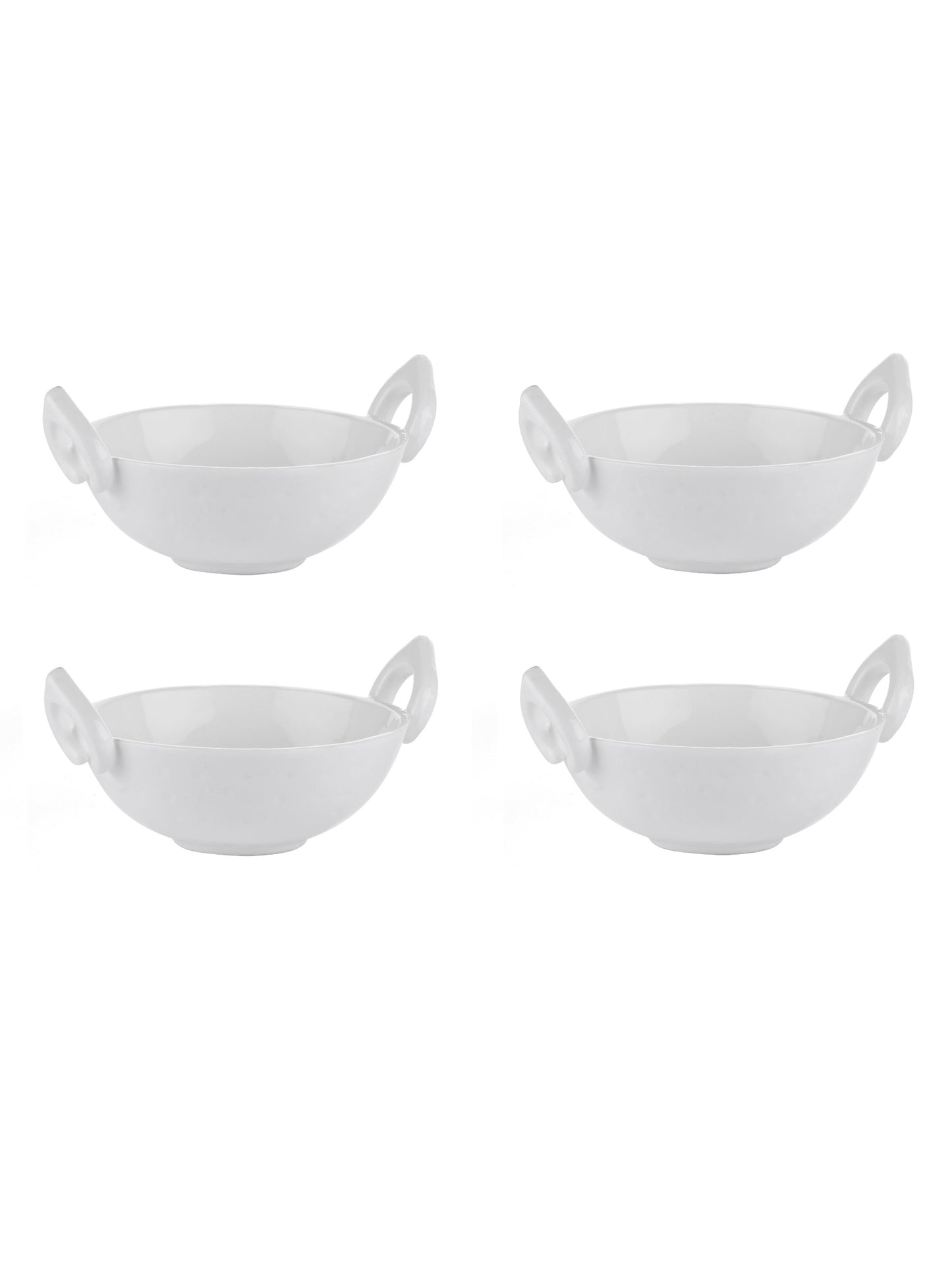 Clay Craft Small Kadhai Shaped Condiment/Dipping Bowls Set of 4 - 50 ml each