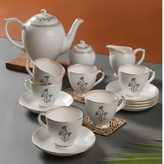 Diamond Impression Cup & Saucer, 210 ml, Set of 12 (6 Cups + 6 Saucers) (1410)