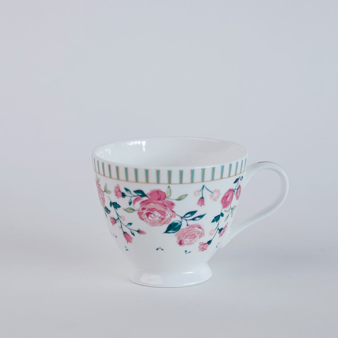 Magique by The Wishing Chair x Clay Craft, Portrait of a Rose King Cup & Saucer, Set of 12, 180ml, (6 Cups + 6 Saucers)
