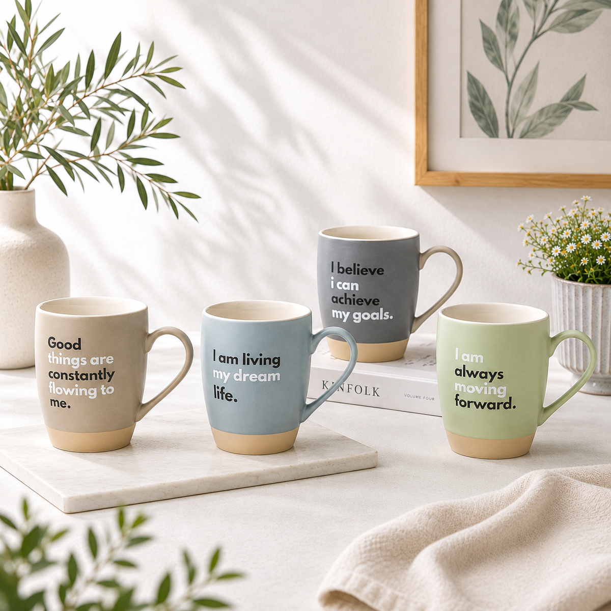 Clay Craft Aspire Trunk Pebble Ceramic Coffee & Milk Mug with Printed Quotes