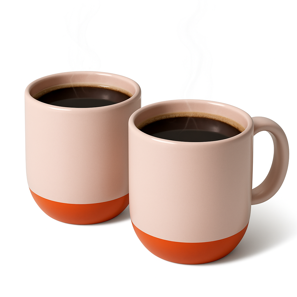 Paco Pebble Pacha Ceramic Coffee & Milk Mug Set of 2, Pink, 300ml Each