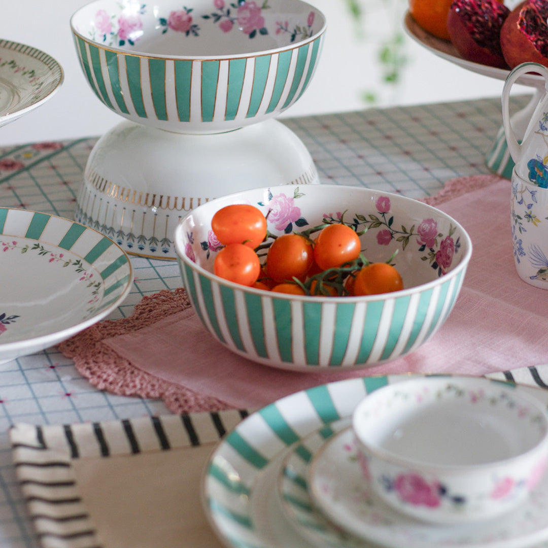 Magique by The Wishing Chair x Clay Craft, Portrait of a Rose Urmi Dinner Set of 20, For Family of 6