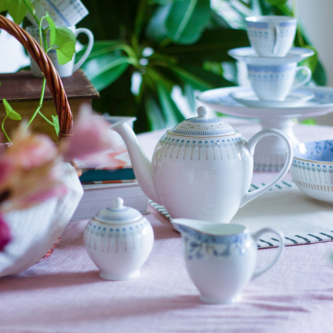 Magique by The Wishing Chair x Clay Craft, River of Flowers King Tea Set of 15 (T02)