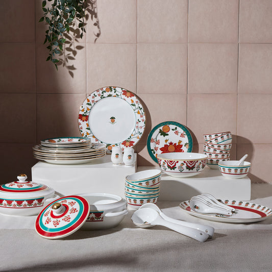 India Circus Blushed Orchard Georgian Dinner Set - 40 Pieces