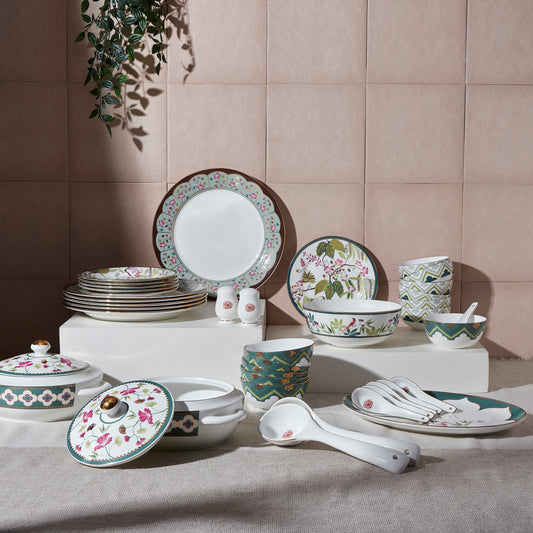 India Circus Grandeur Greens Georgian Dinner Set - 40 Pieces