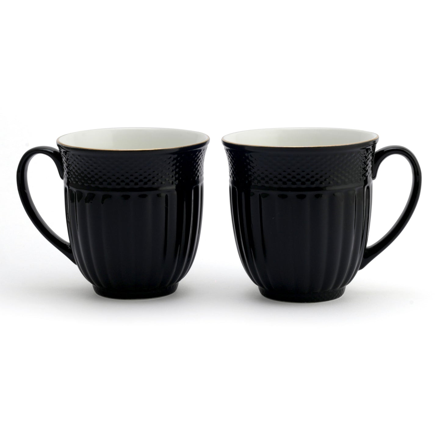Clay Craft Esha Impression 1300 Coffee & Tea Mugs Set of 6, 200ml, (BLACK)