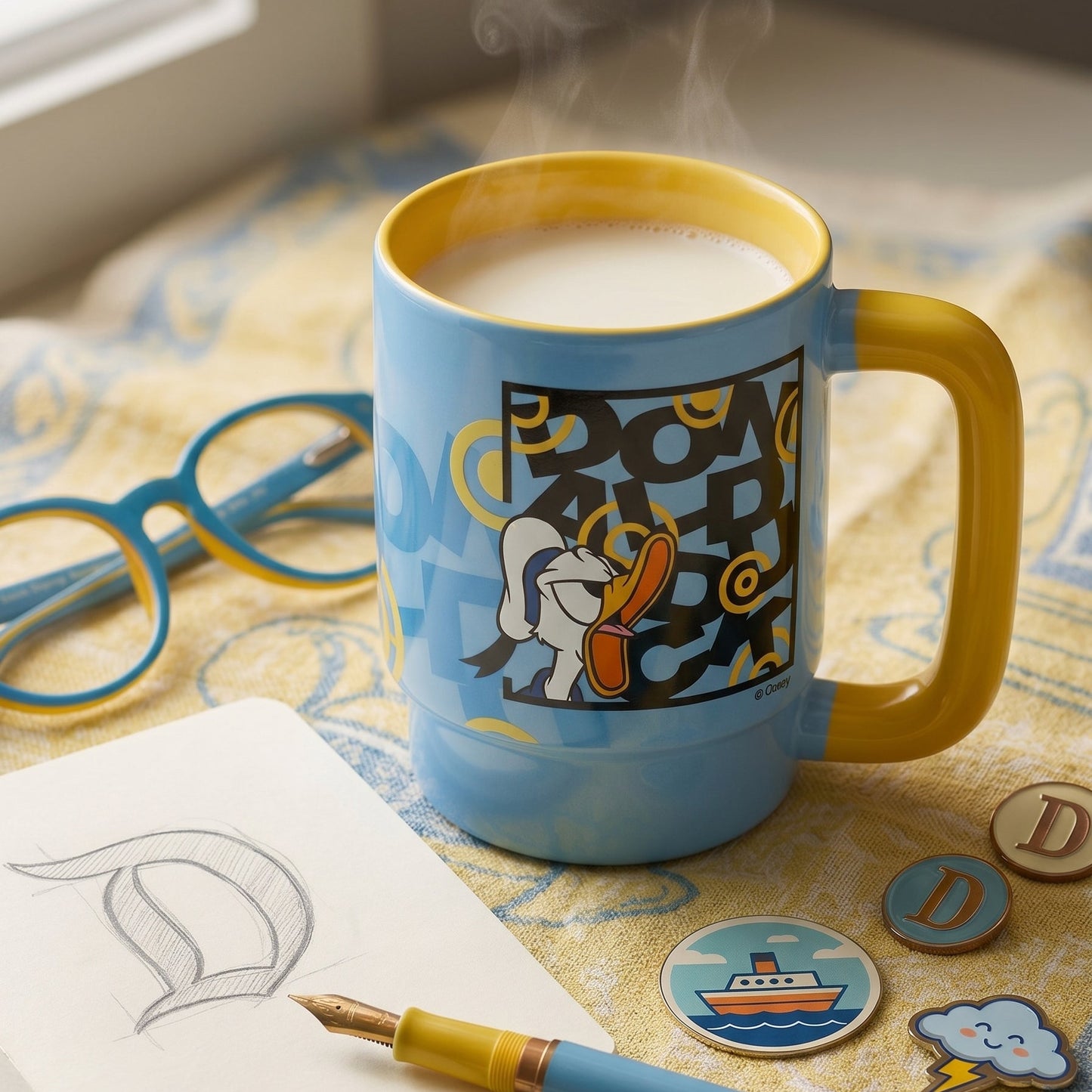 Disney Donald Duck Double-Sided Cartoon Print Pebble Coffee & Milk Mug – 1 Piece, 500ml