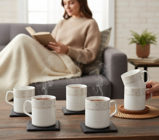 Clay Craft Strip Presto Coffee & Tea Mugs Set of 6 (P209)