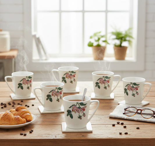 Clay Craft Rock Hilton Coffee & Tea Mugs Set of 6 (H314)