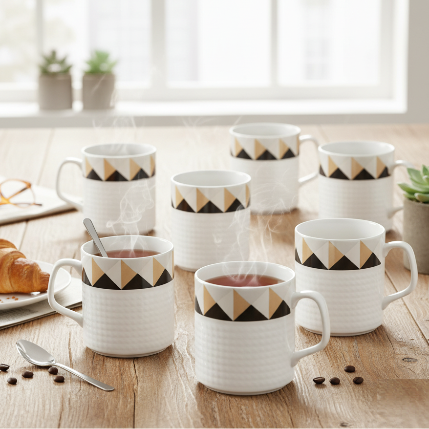 Clay Craft Strip Prasto Coffee & Tea Mugs Set of 6 (P210)