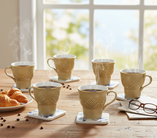 Clay Craft Aster Impression 1300 Coffee & Tea Mugs Set of 6 (CREAM)